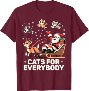 Cats For Everybody - Funny Christmas Cat Xmas Women Santa T-Shirt - T-Shirt | Maroon