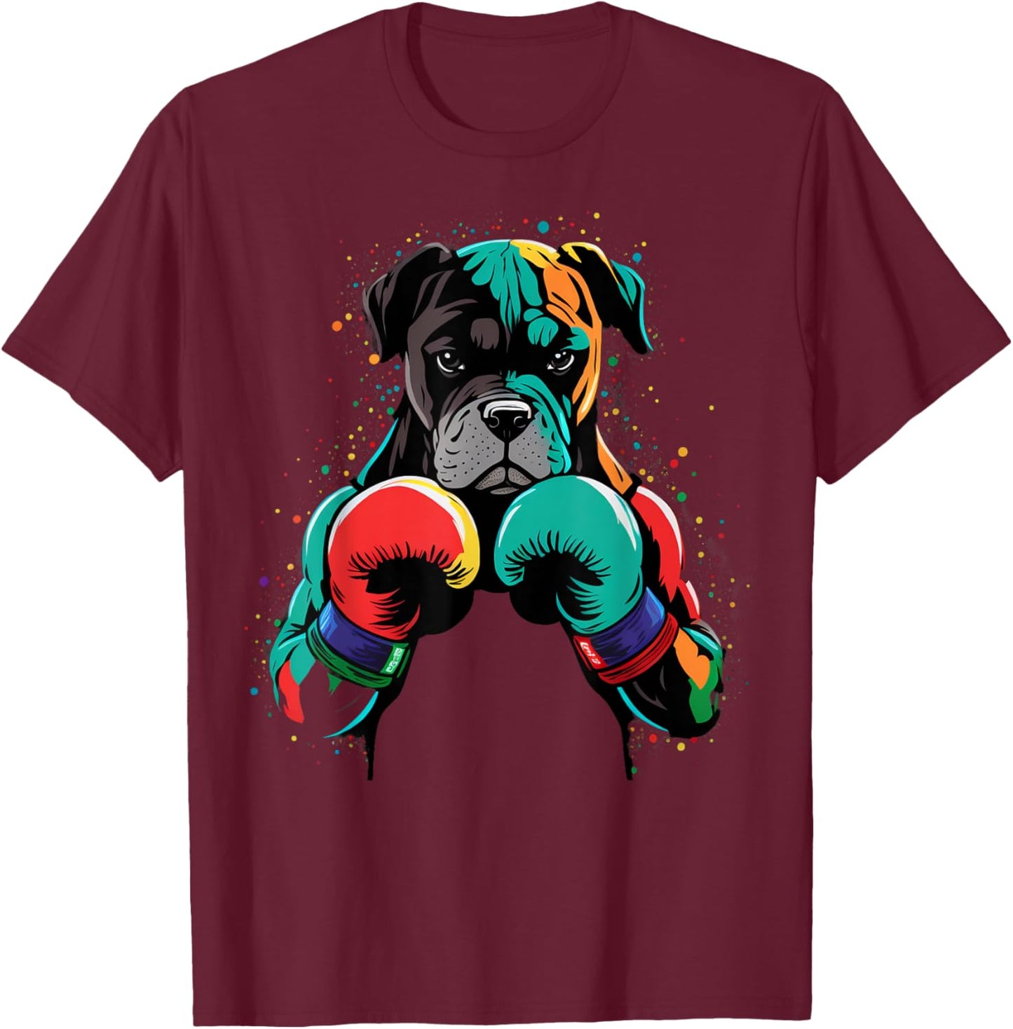 Funny Kickboxing or Boxing Boxer Dog Men Women Kids T-Shirt - T-Shirt | Maroon