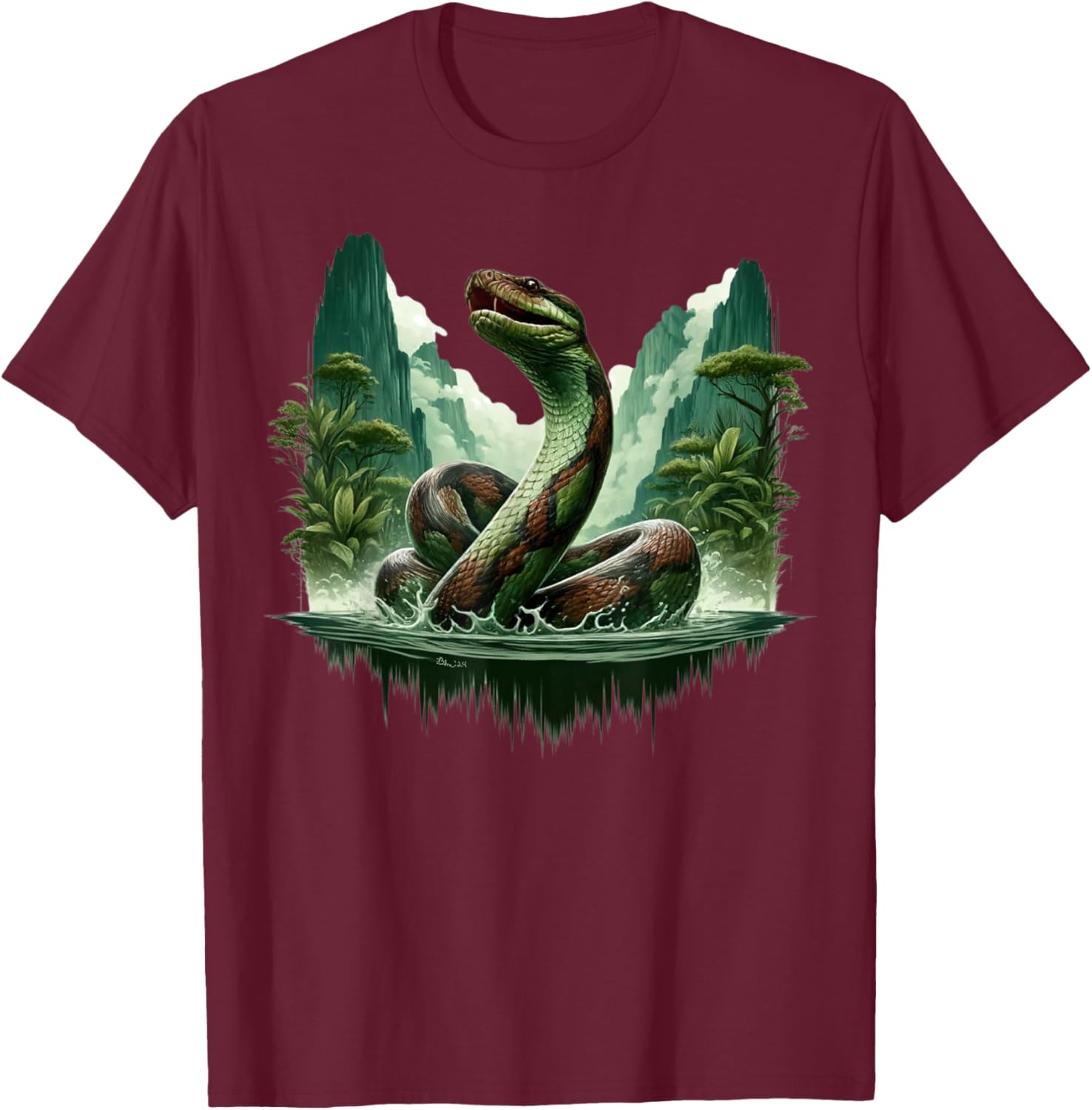 Titanoboa Prehistoric Monster Snake Anaconda Boa T-Shirt - T-Shirt | Maroon