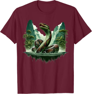 Titanoboa Prehistoric Monster Snake Anaconda Boa T-Shirt - T-Shirt | Maroon