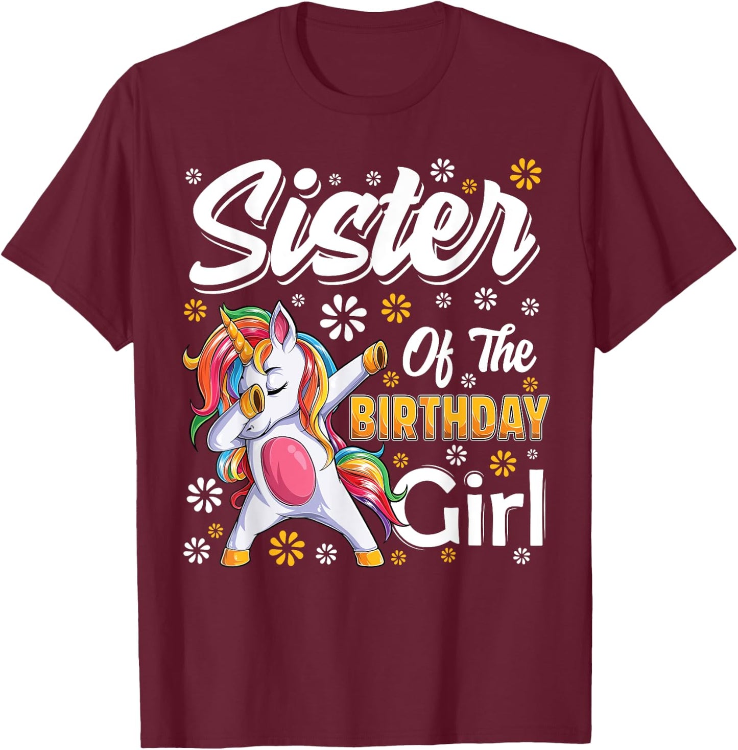 awesome dabbing unicorn birthday Sister Family Matching T-Shirt - T-Shirt | Maroon