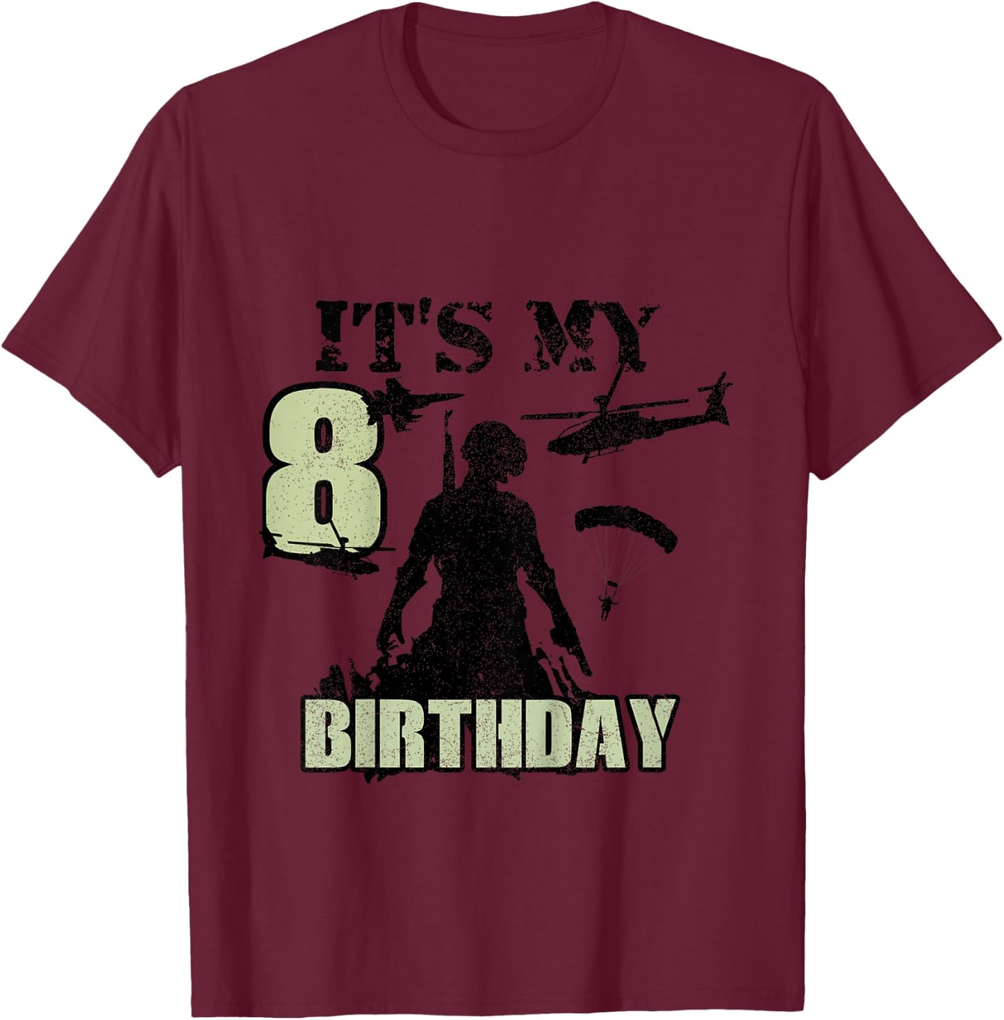 8 Year Old Call Of Theme It's My Birthday Gift Boys Girls T-Shirt - T-Shirt | Maroon