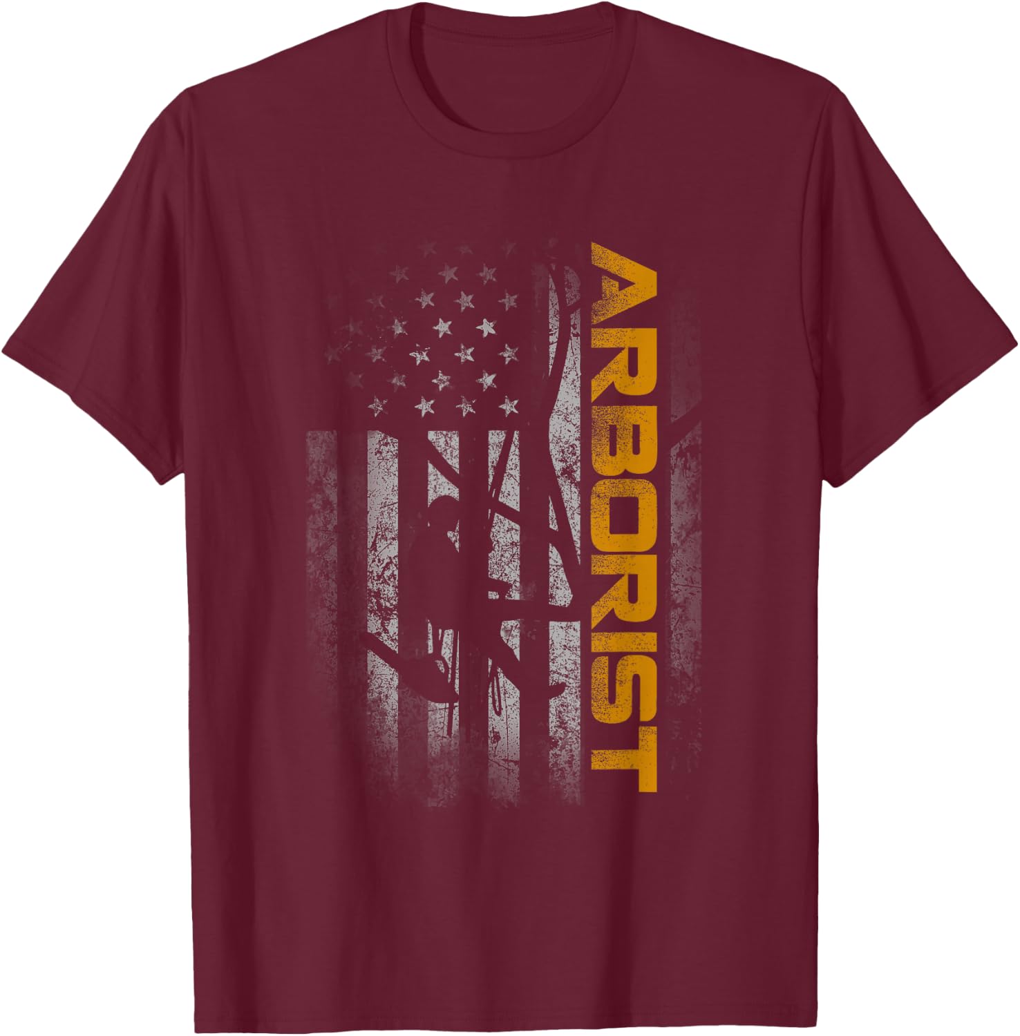 Vintage Arborist Men Lumberjack Patriot American Flag T-Shirt - T-Shirt | Maroon