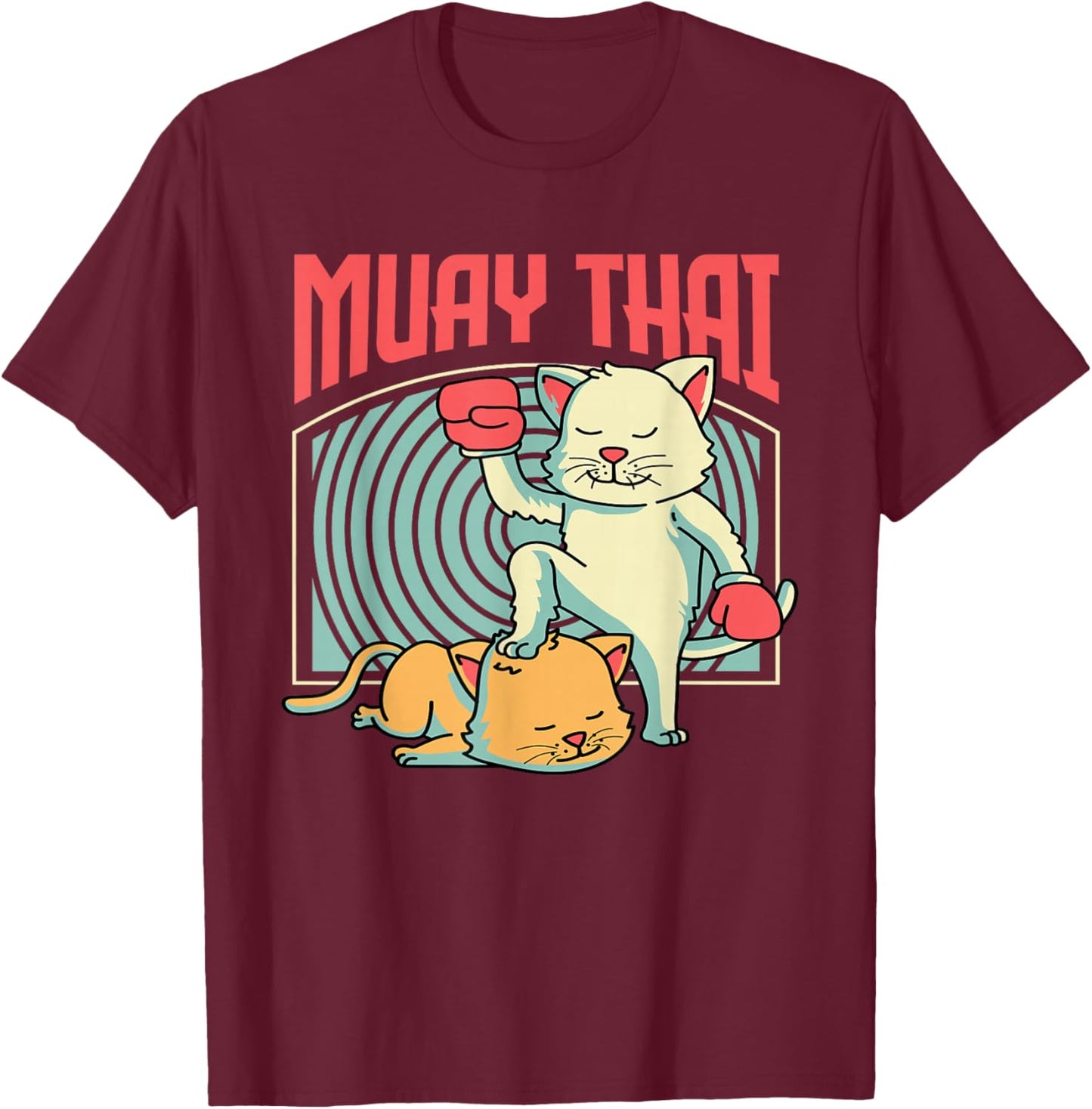 Muay Thai Cat Kitten Thai Boxer Kickboxing Cat Lover T-Shirt - T-Shirt | Maroon