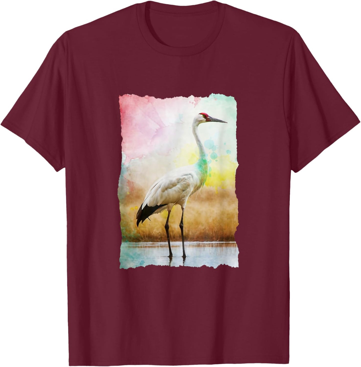 Whooping Crane Season: Bird Watchers Nature Photographer T-Shirt - T-Shirt | Maroon