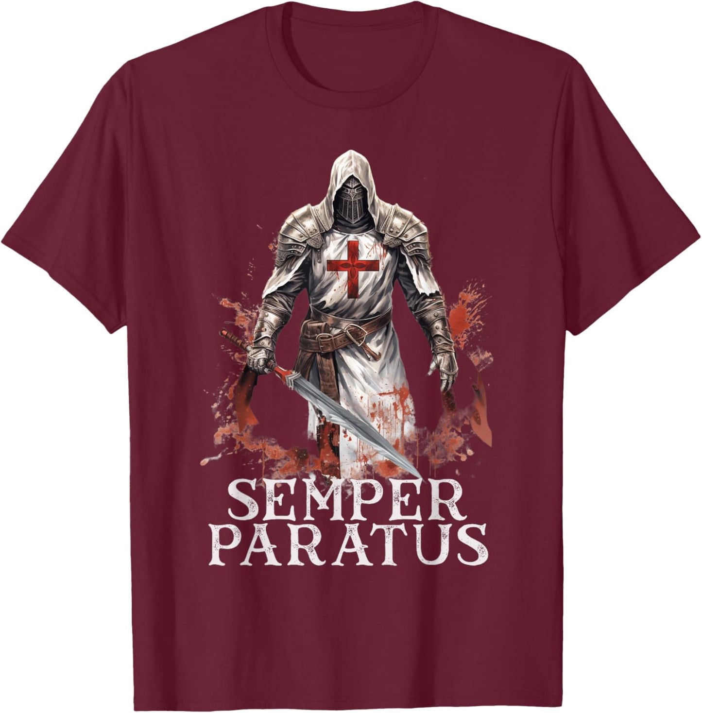 Catholic Knight Templar Crusader Cross T-Shirt - T-Shirt | Maroon