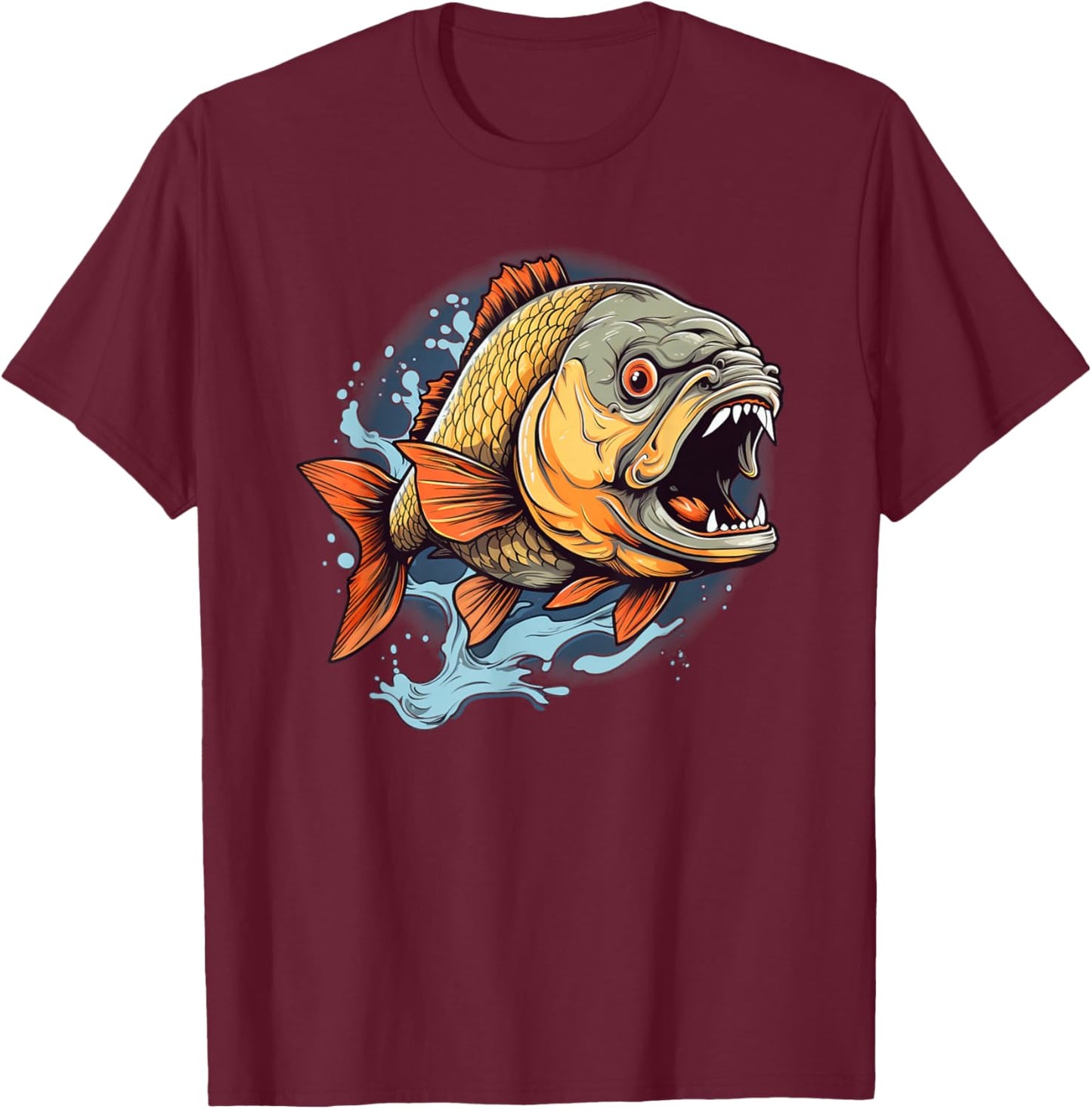 Cool Piranha Lake and Fish Monster Lovers T-Shirt - T-Shirt | Maroon