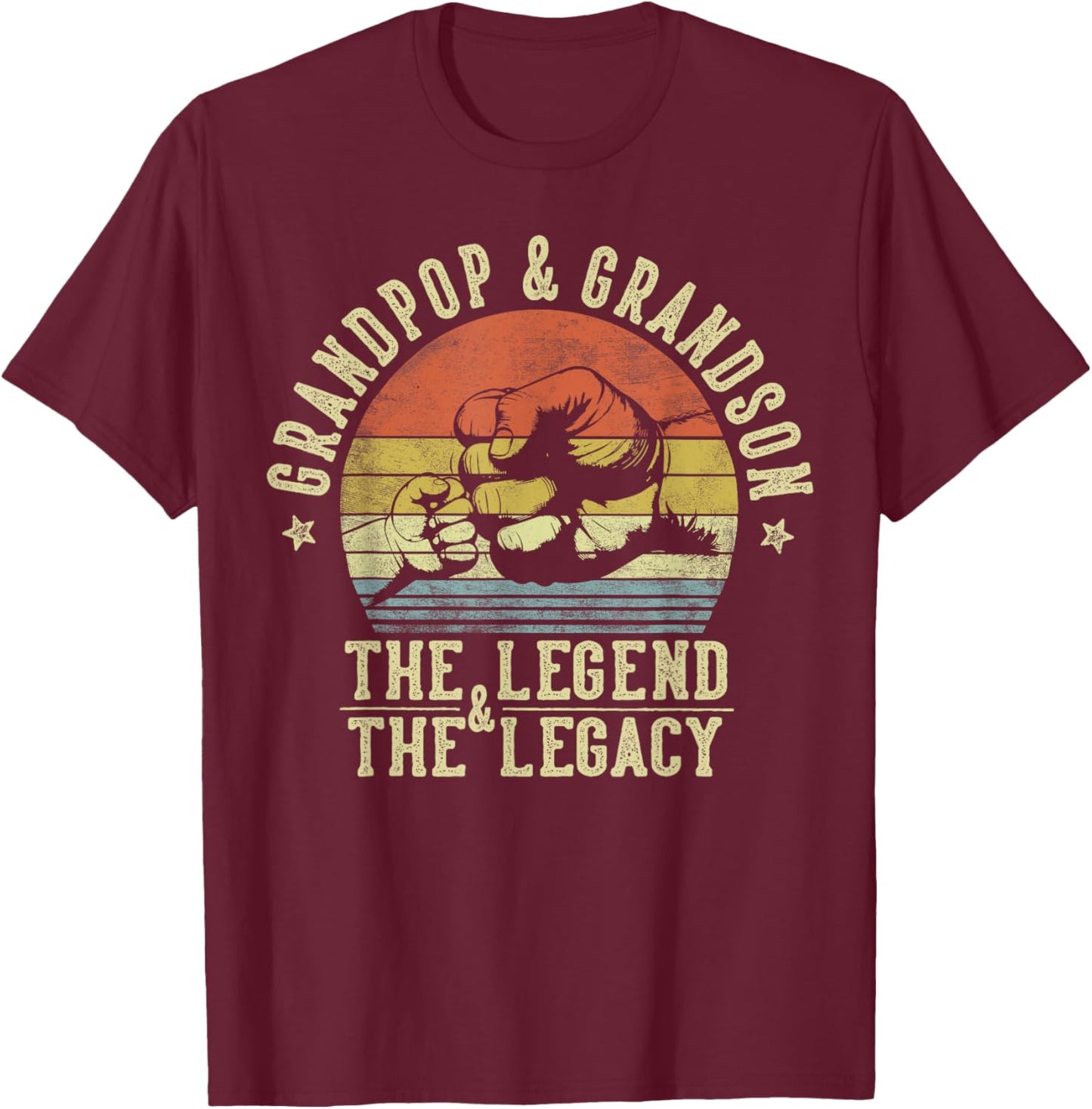 Grandpop & Grandson The Legend & The Legacy Gifts Grandpop T-Shirt - T-Shirt | Maroon