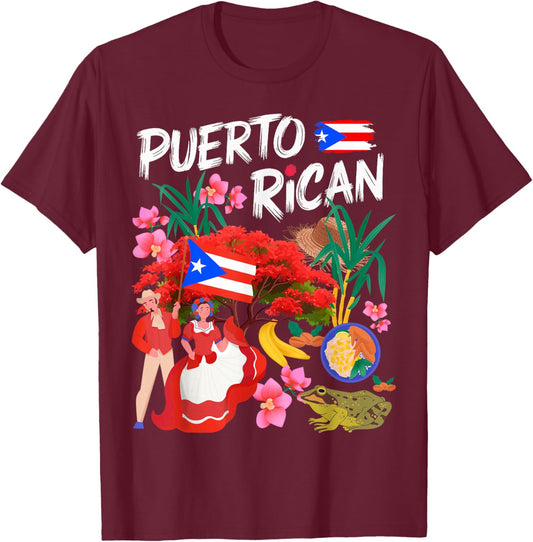 Puerto Rican Heritage Idea & Boricua Puerto Rico T-Shirt - T-Shirt | Maroon