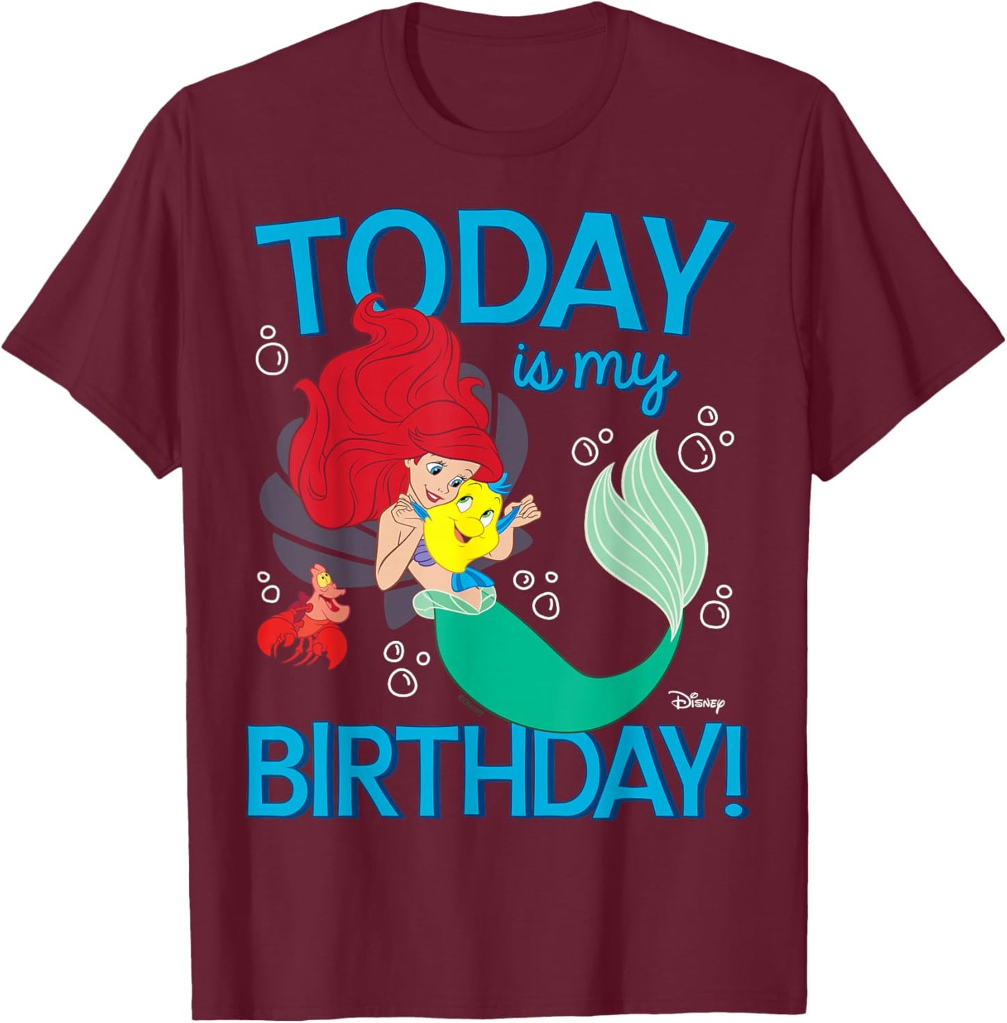 Disney Princess - Ariel Today is My Birthday T-Shirt - T-Shirt | Maroon