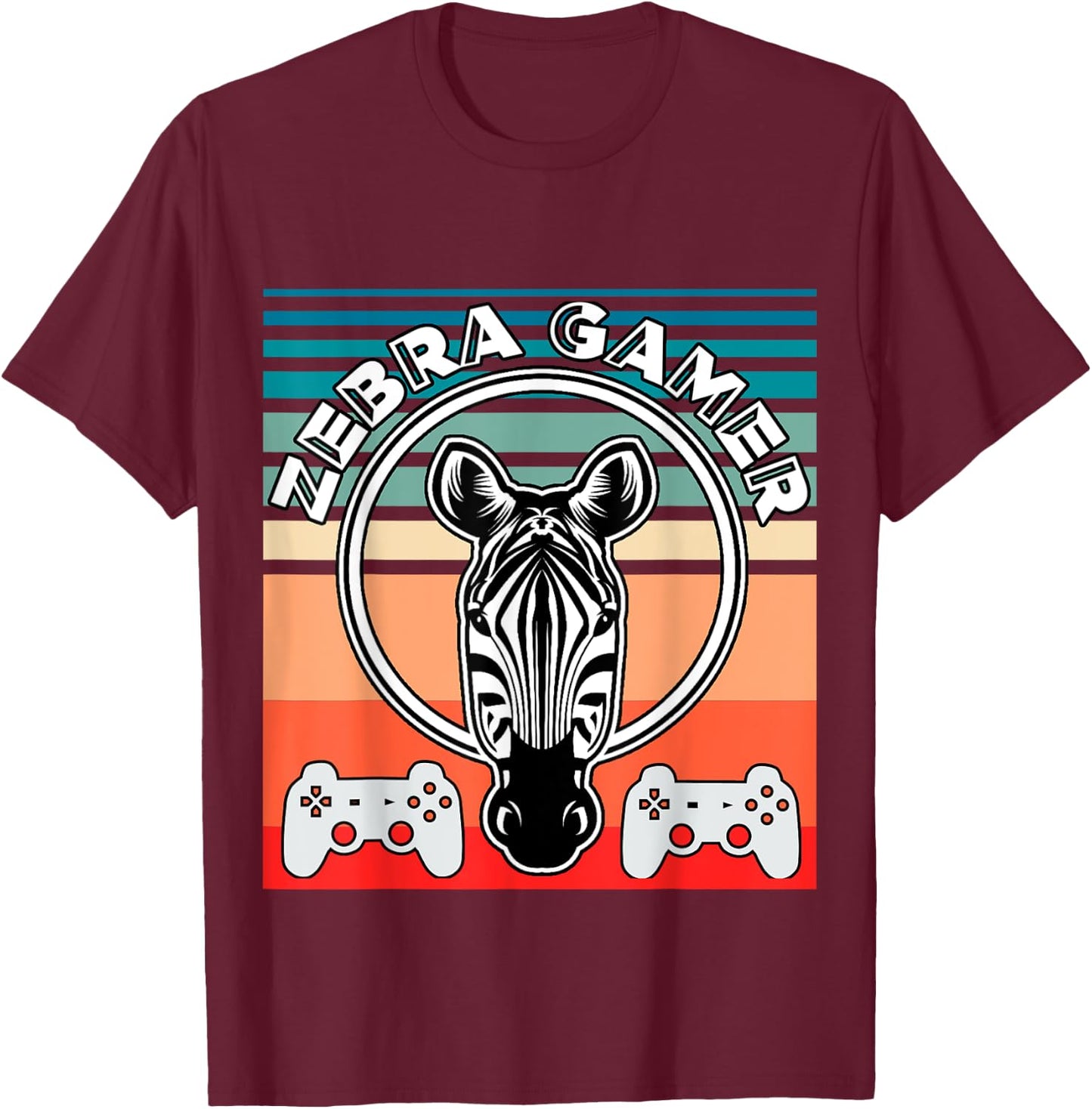 Zebra Gamer Controller Graphic Design For Gamer Kids T-Shirt - T-Shirt | Maroon