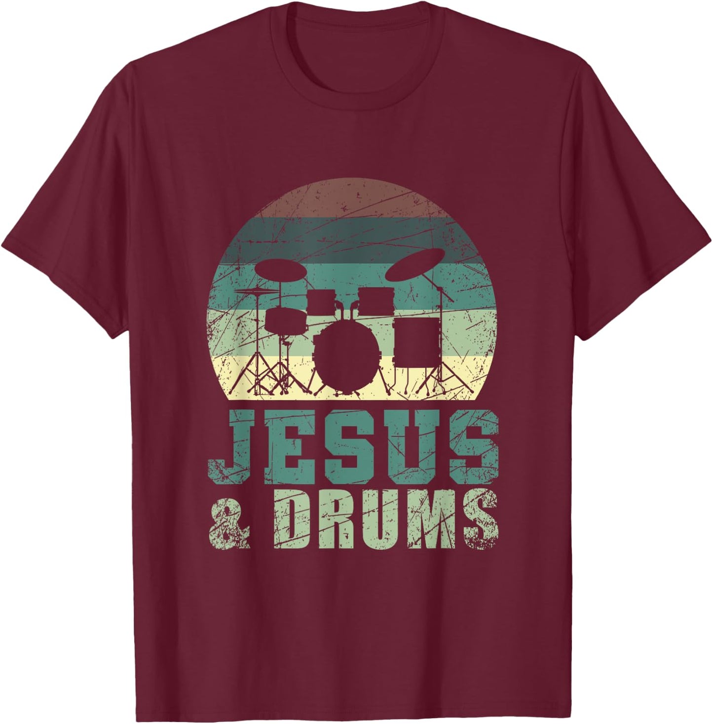 Drummer Christian Religious Drums Player Gift Jesus T-Shirt - T-Shirt | Maroon