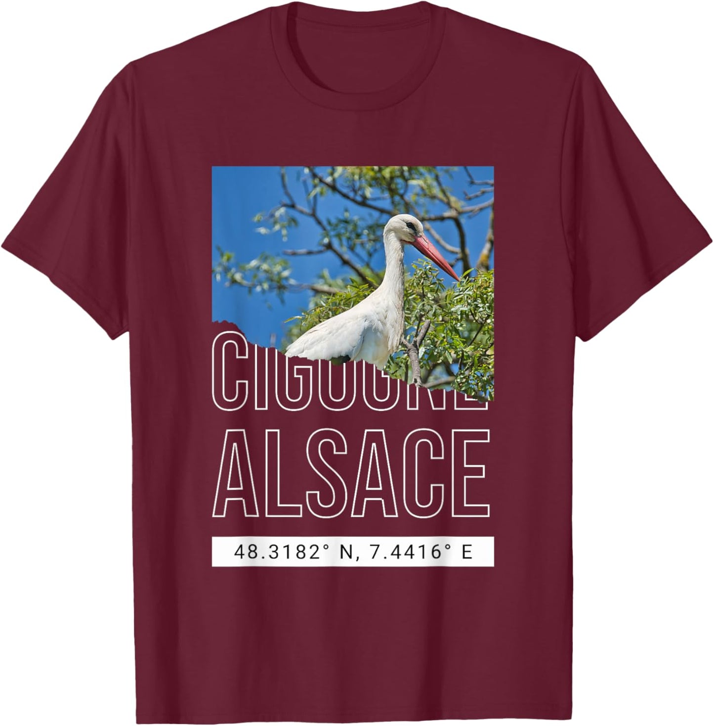 Stork Alsace Gift Alsatian Alsatian T-Shirt - T-Shirt | Maroon