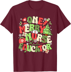 Nurse Educator Christmas Nursing School T-Shirt - T-Shirt | Maroon