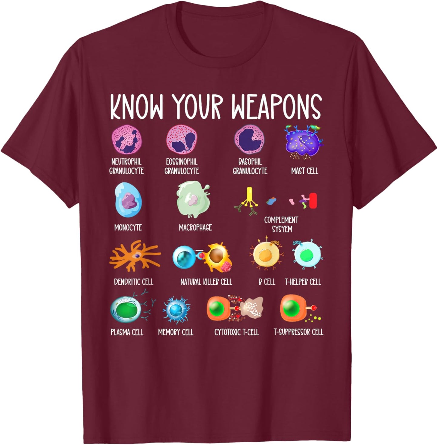 Immune System , Know Your Weapon T-Shirt - T-Shirt | Maroon