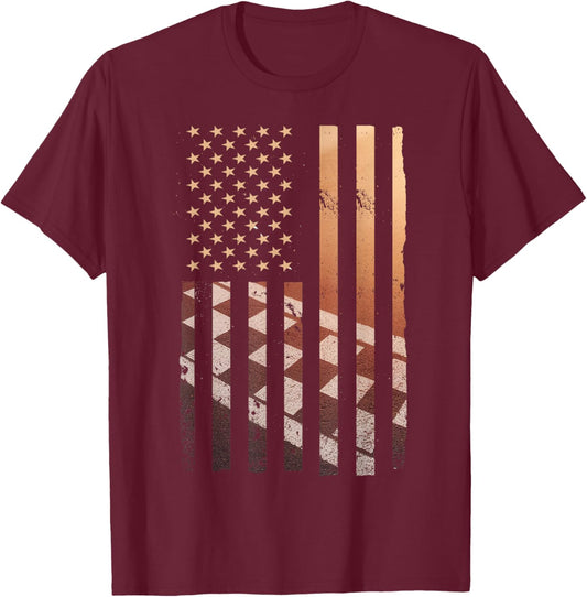 American Flag Racing Race Car USA Family Matching Pit Crew T-Shirt - T-Shirt | Maroon