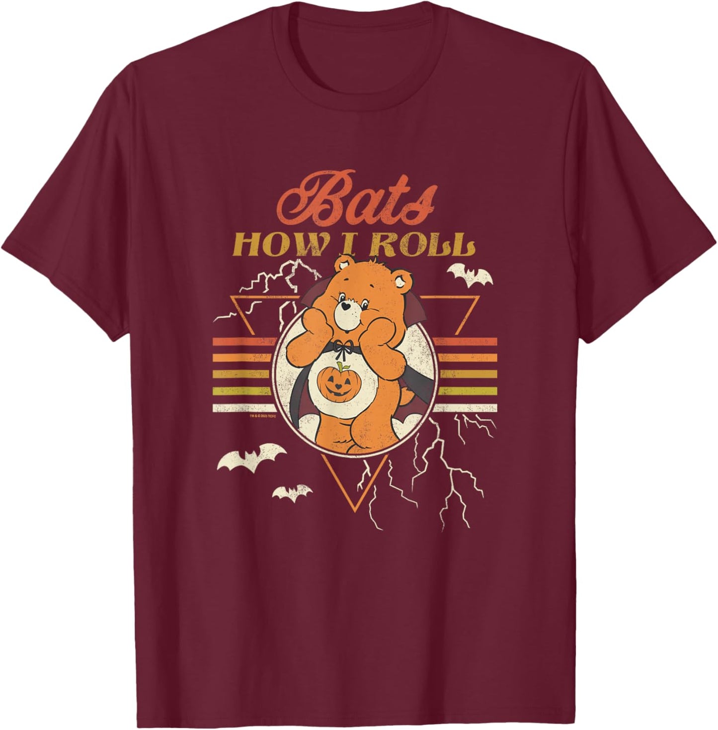 Care Bears Halloween Vintage Bats How I Roll Trick Or Sweet T-Shirt - T-Shirt | Maroon