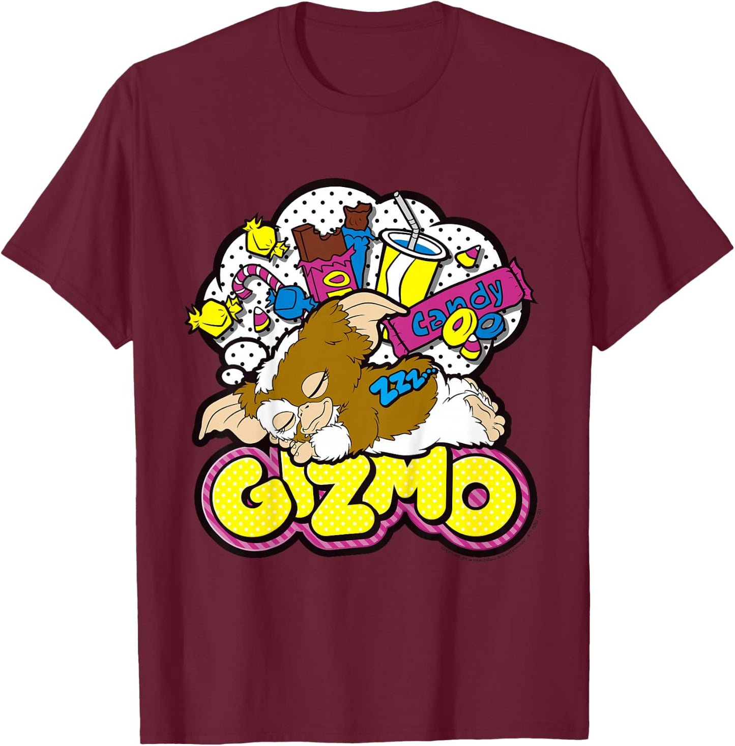 Kids Gremlins Gizmo Candy Pop Art T-Shirt - T-Shirt | Maroon