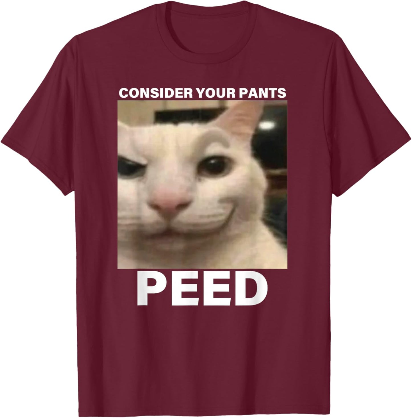 Consider Your Pants Peed Funny Cat Meme T-Shirt - T-Shirt | Maroon