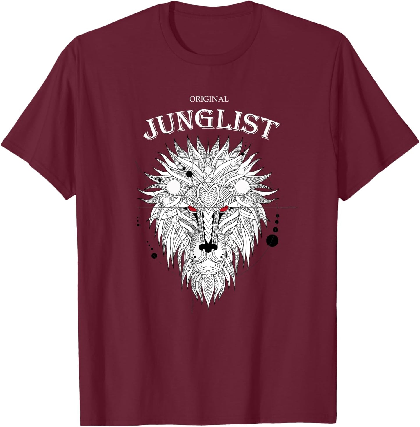 Drum and Bass Jungle music Junglist dnb Music Lion Head T-Shirt - T-Shirt | Maroon