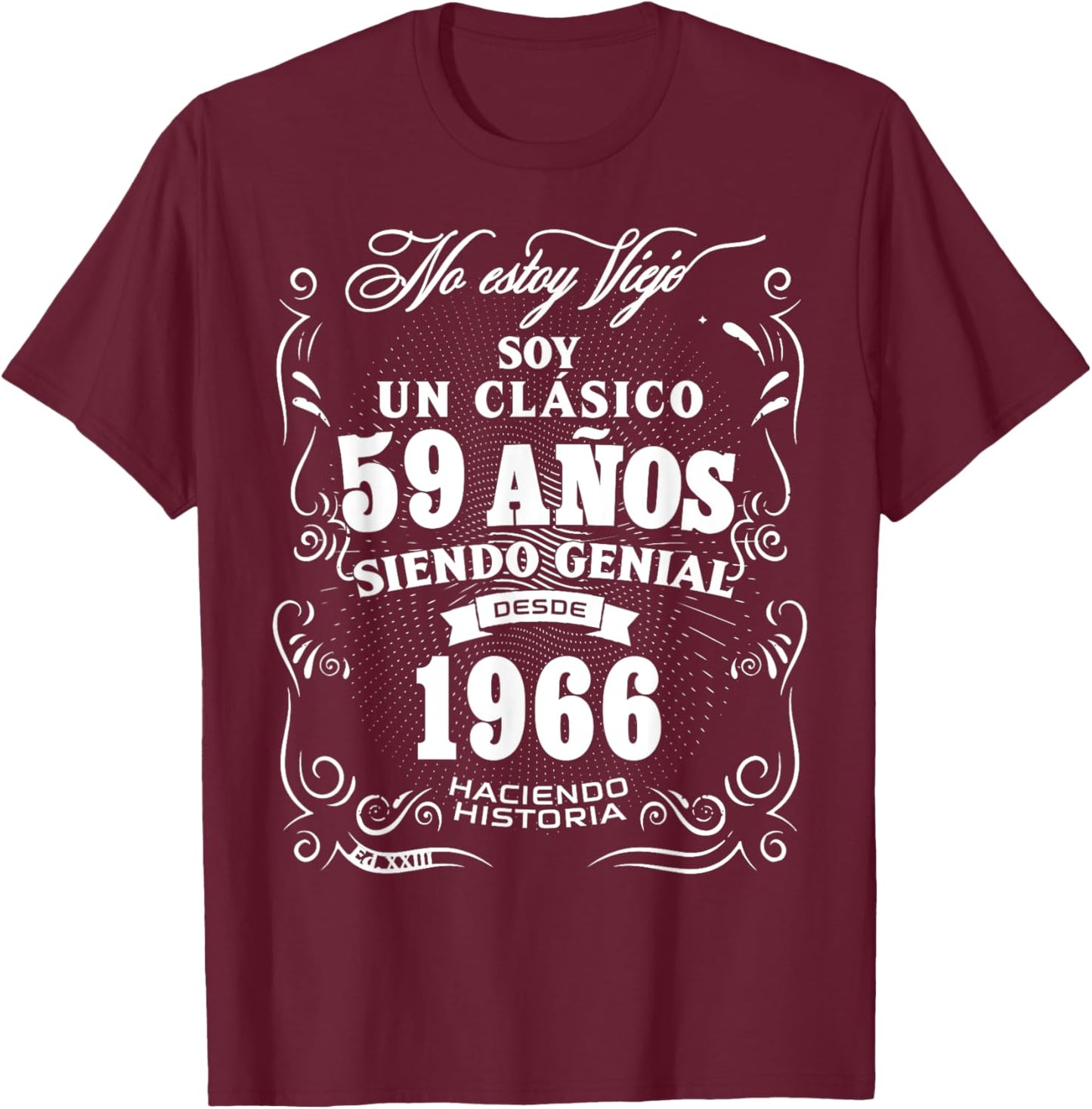 Vintage 59th Birthday Men Funny 1966 59 Birthday Spanish T-Shirt - T-Shirt | Maroon