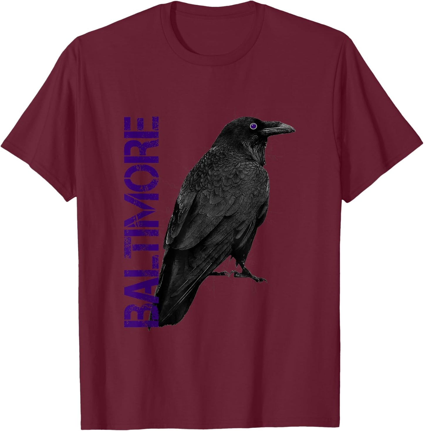 Baltimore Maryland Edgar Allan Poe Raven Eye T-Shirt - T-Shirt | Maroon