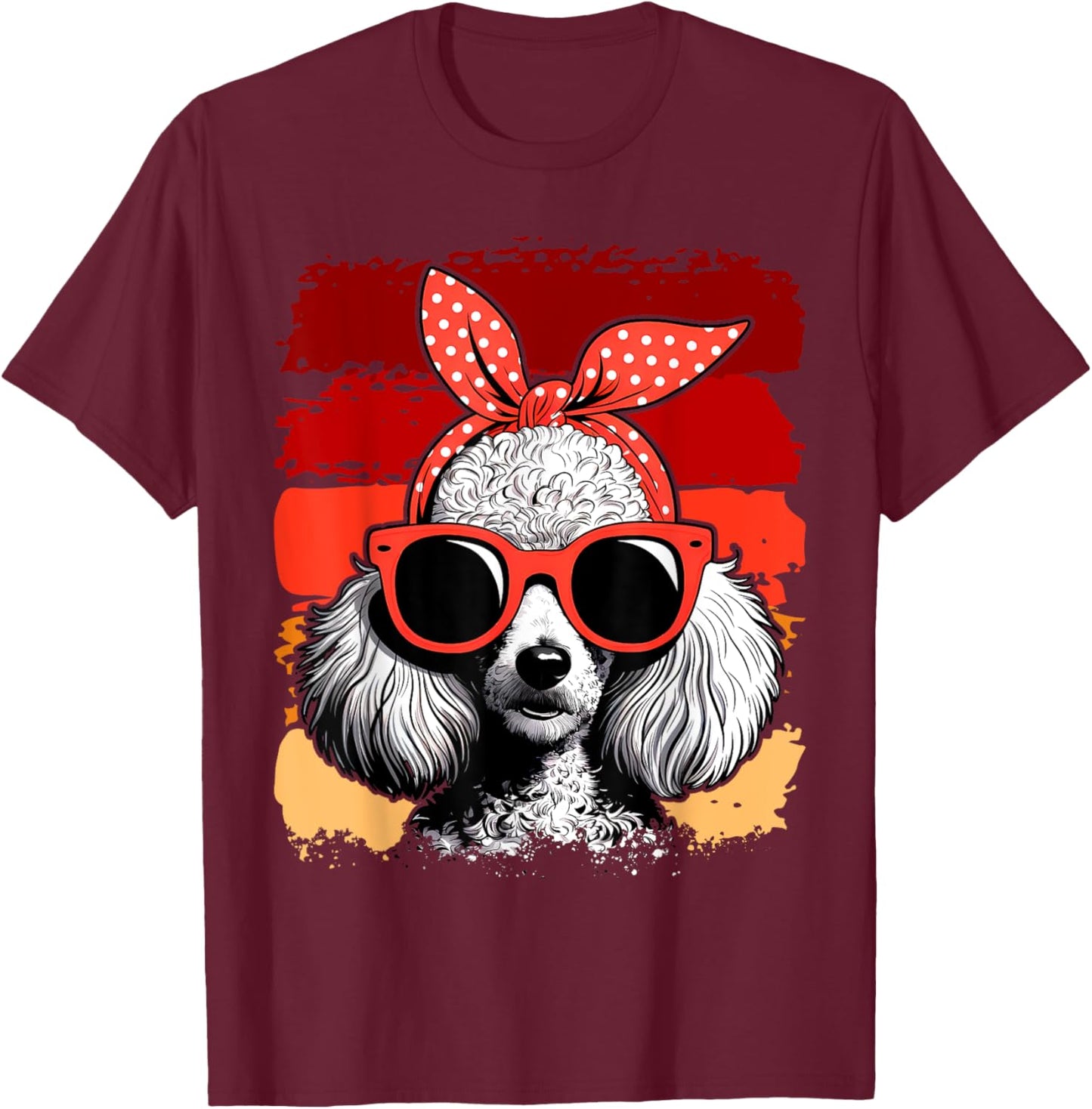 Poodle Dog Mom Bandana Sunglasses Mother's Day T-Shirt - T-Shirt | Maroon