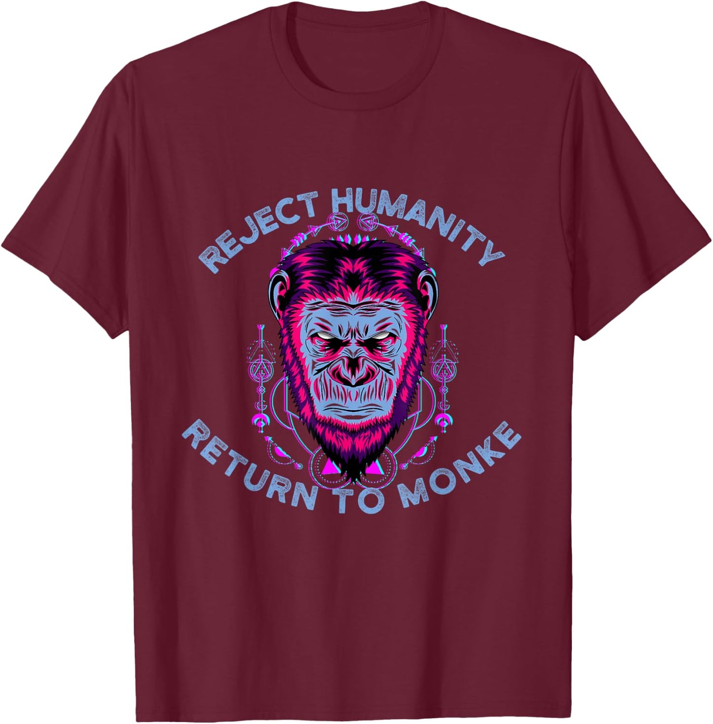 Reject Humanity Return to Monke T-Shirt - T-Shirt | Maroon