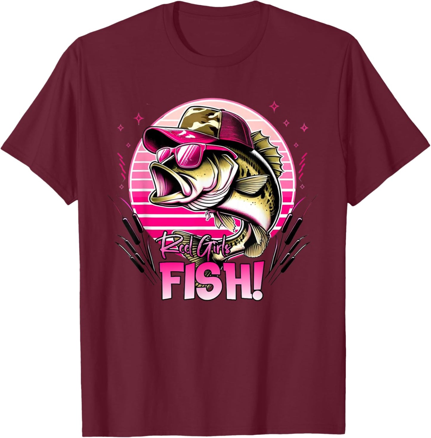 Fishing Women's Reel Girls Fish Fishing Girls That Like Pink T-Shirt - T-Shirt | Maroon