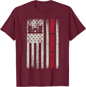 Combat Engineer Veteran Engineering Veteran's Day T-Shirt - T-Shirt | Maroon