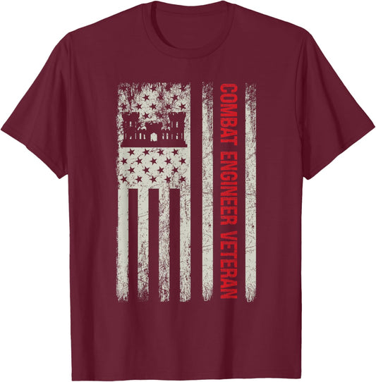 Combat Engineer Veteran Engineering Veteran's Day T-Shirt - T-Shirt | Maroon