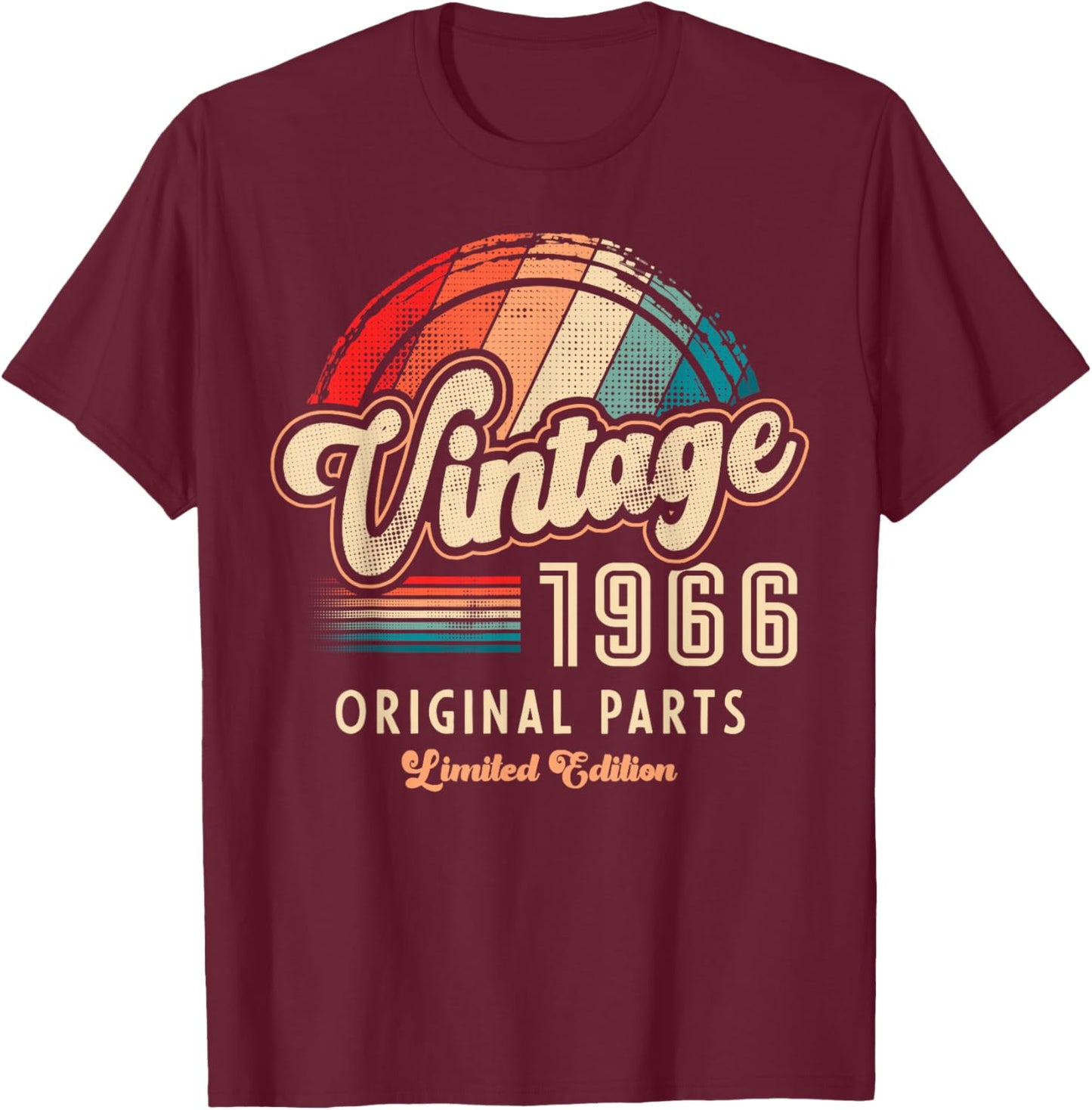 Vintage 1966 Original Parts 59th Anniversary T-Shirt - T-Shirt | Maroon