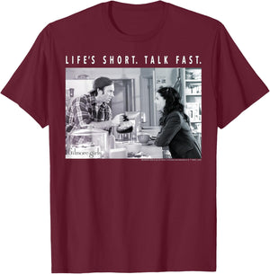 Gilmore Girls Luke And Lorelai Life's Short Talk Fast T-Shirt - T-Shirt | Maroon