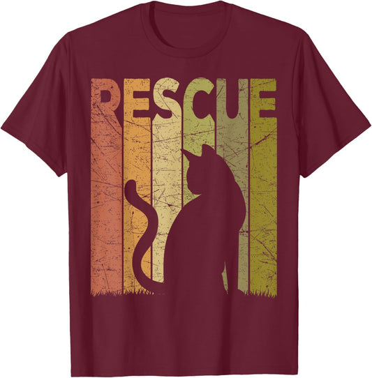 Cat Rescue Vintage Cat Rescuer Retro Cat Rescue Women Girls Kids T-Shirt - T-Shirt | Maroon