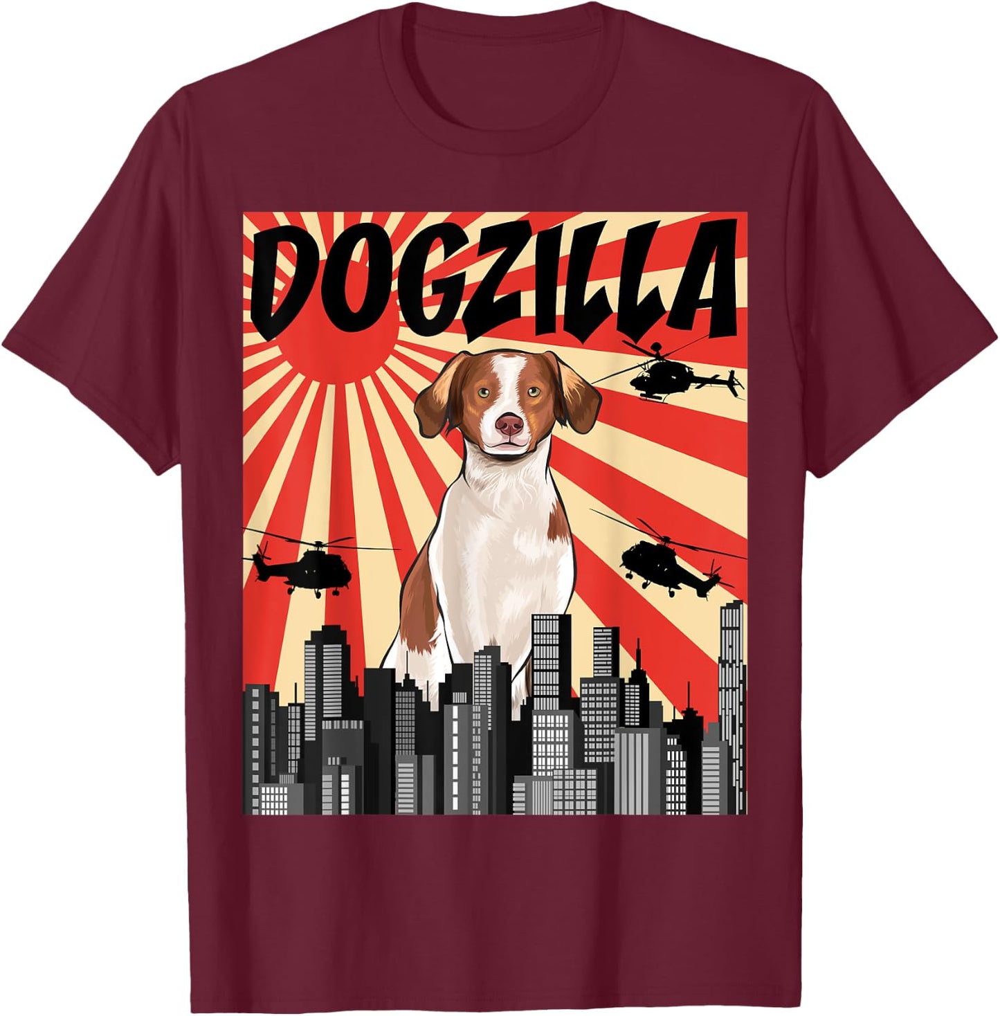 Funny Retro Japanese Dogzilla Brittany T-Shirt - T-Shirt | Maroon