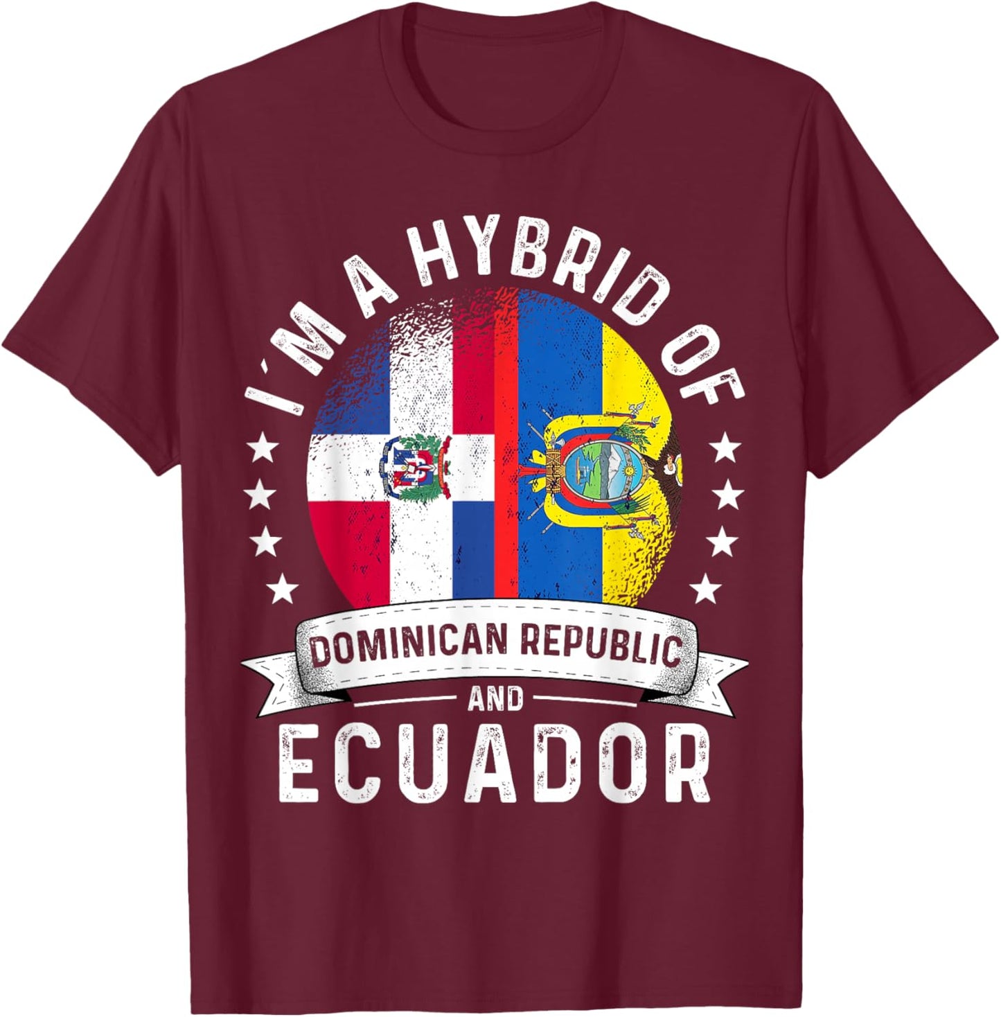 Dominican Republic Flag Ecuador Grown Ecuadorian Flag T-Shirt - T-Shirt | Maroon