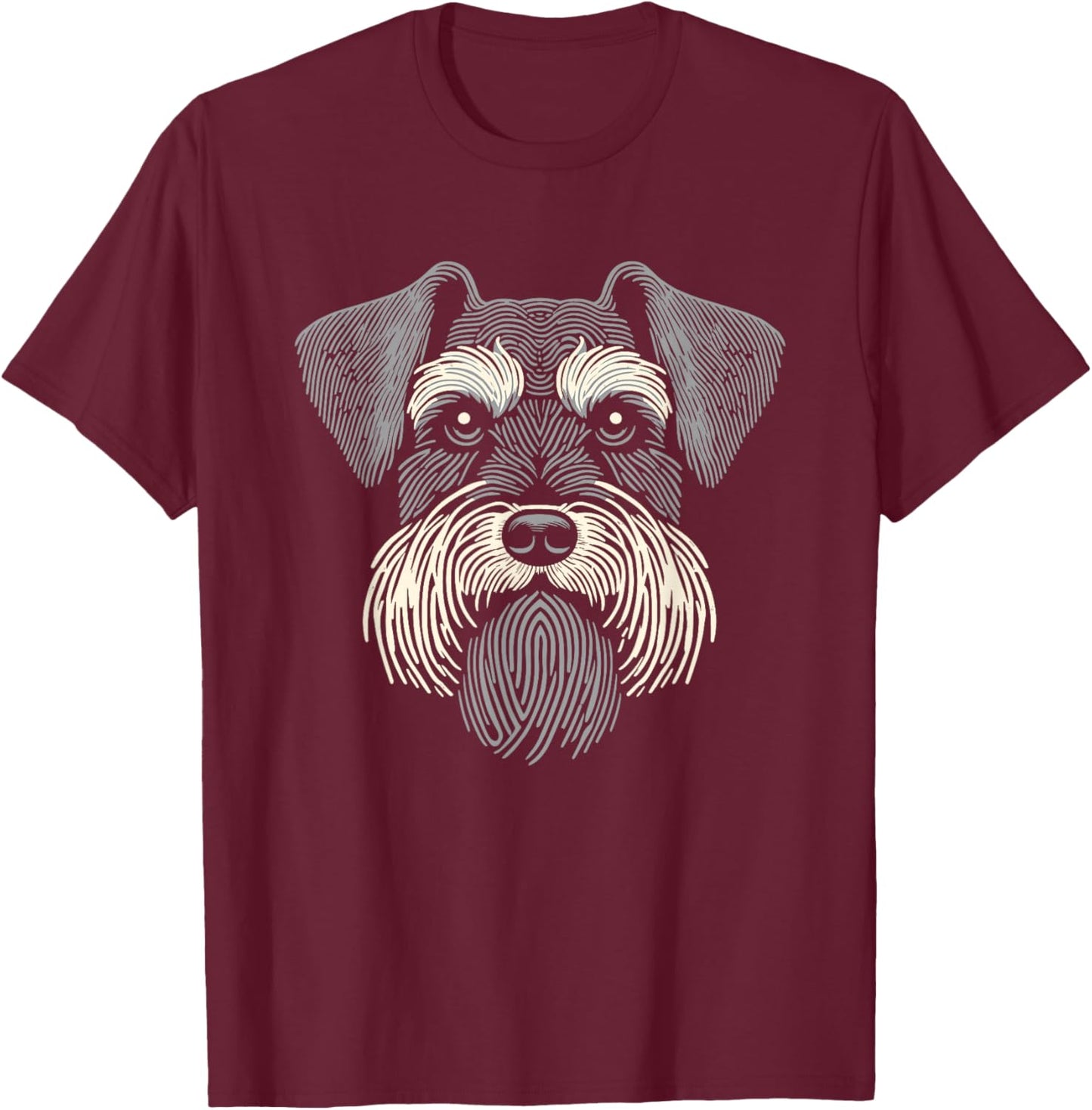 Schnauzer Fingerprint Dog Breed - Pet Schnauzer T-Shirt - T-Shirt | Maroon
