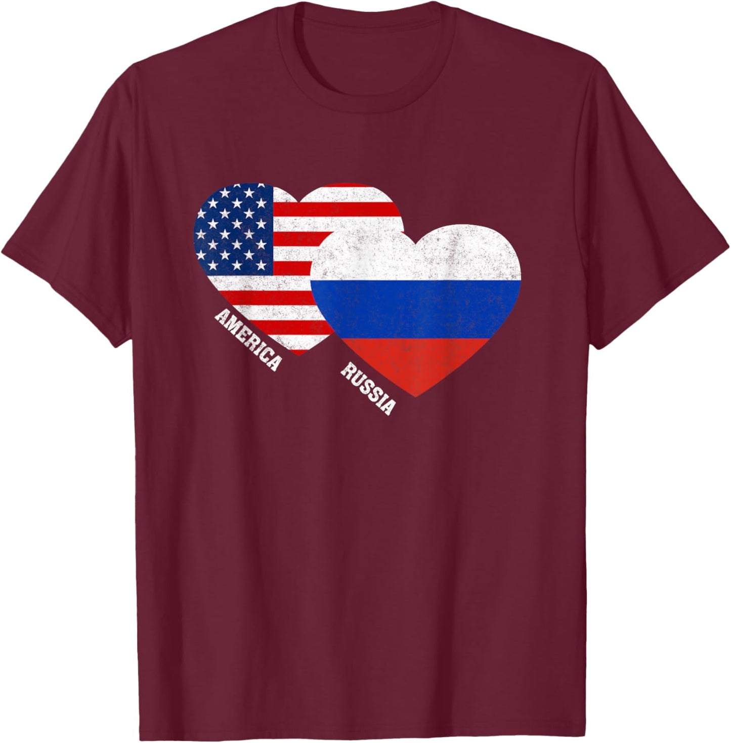 Russia Flag Shirt Russian American Pride Vintage T-Shirt - T-Shirt | Maroon