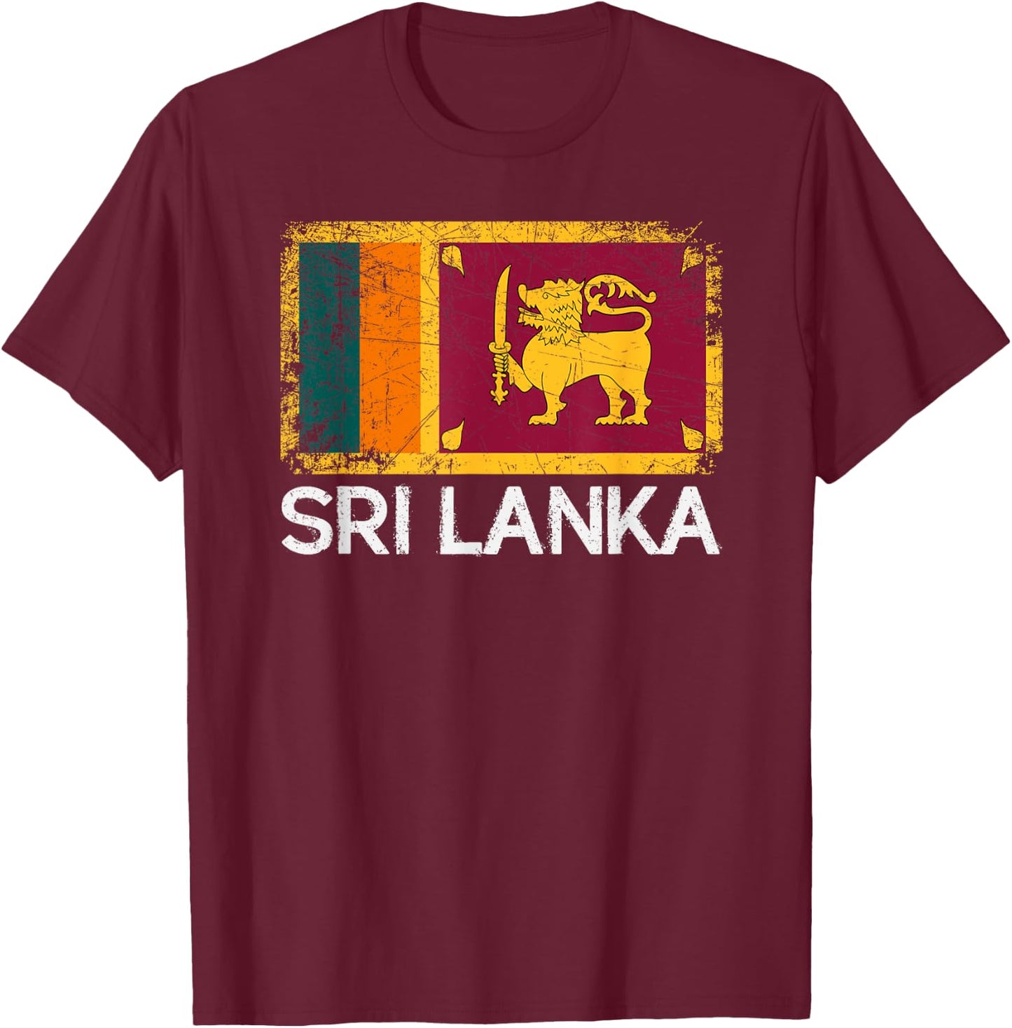 Sri Lankan Flag | Vintage Made In Sri Lanka Gift T-Shirt - T-Shirt | Maroon