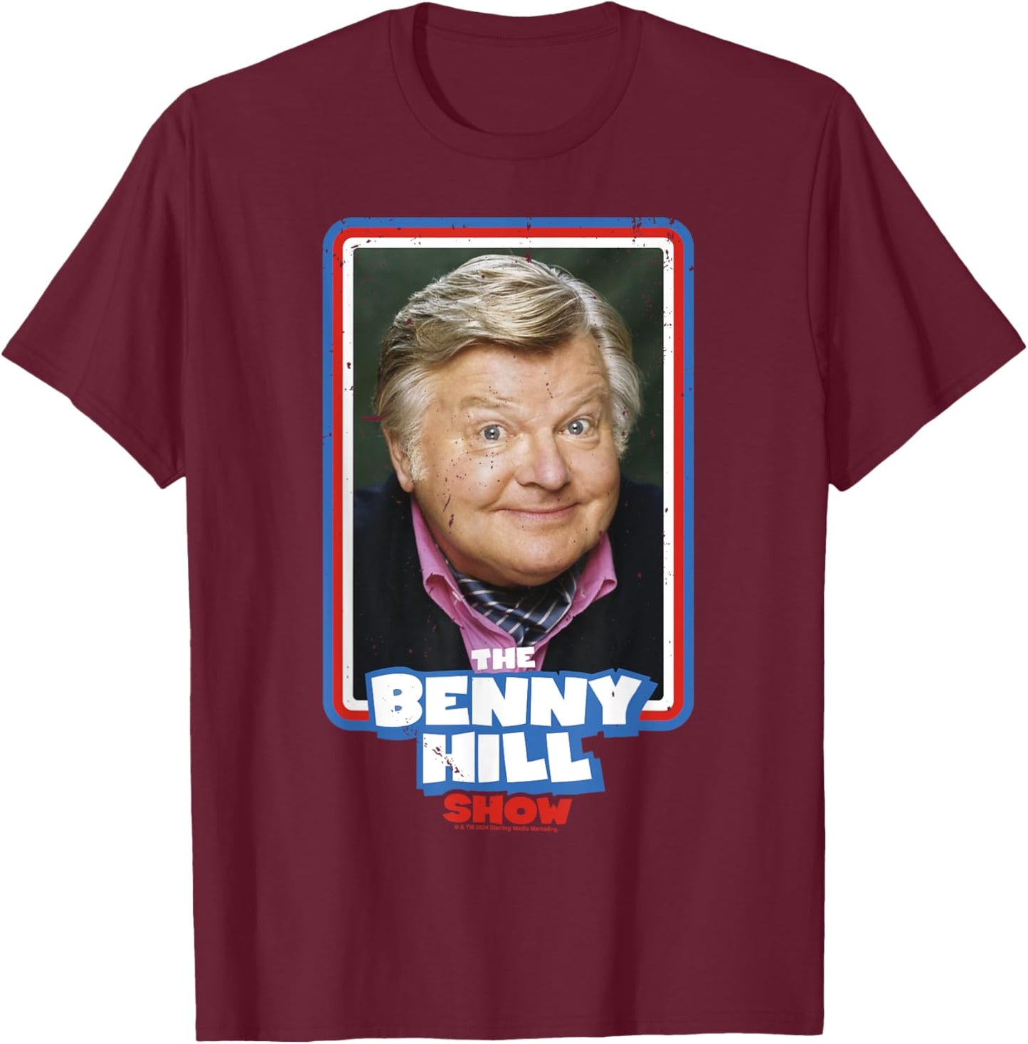 Benny Hill Show Smile Retro Distressed T-Shirt - T-Shirt | Maroon