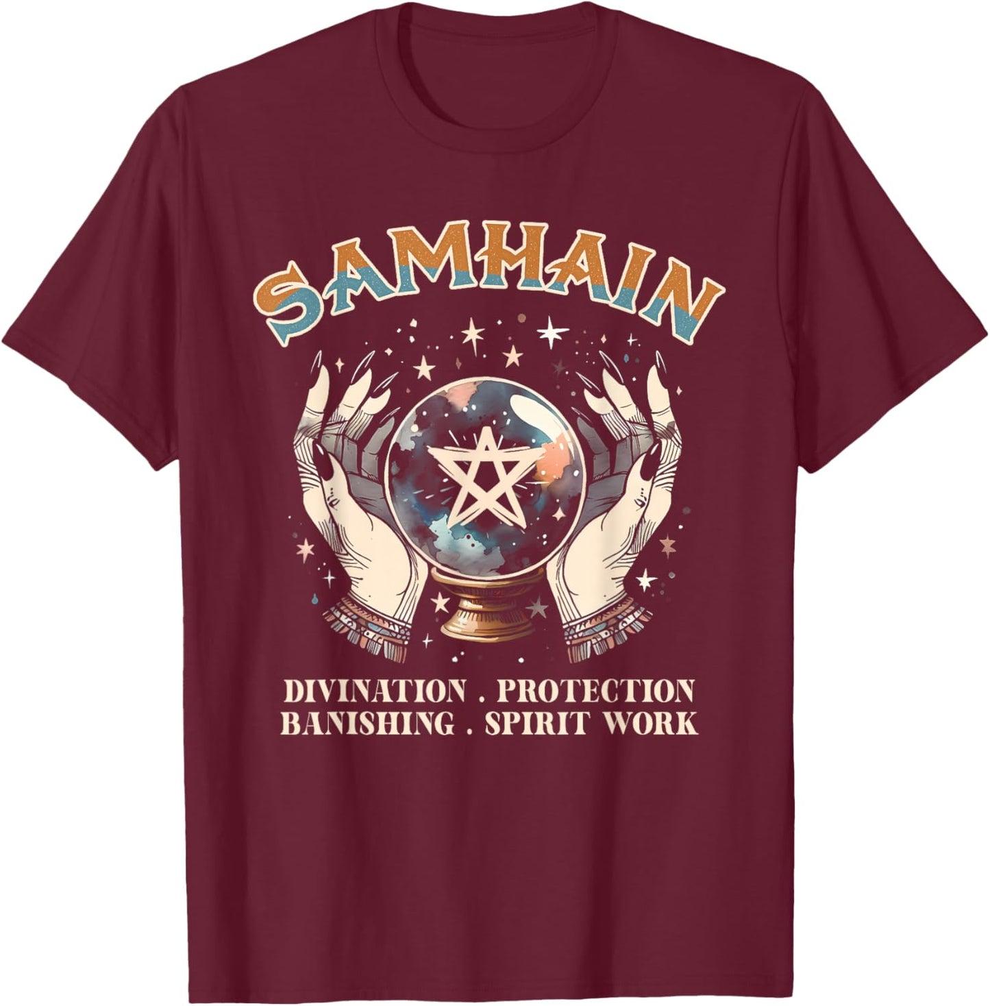 Samhain Wheel Of The Year Solstice Celebration Pagan Samhain T-Shirt - T-Shirt | Maroon