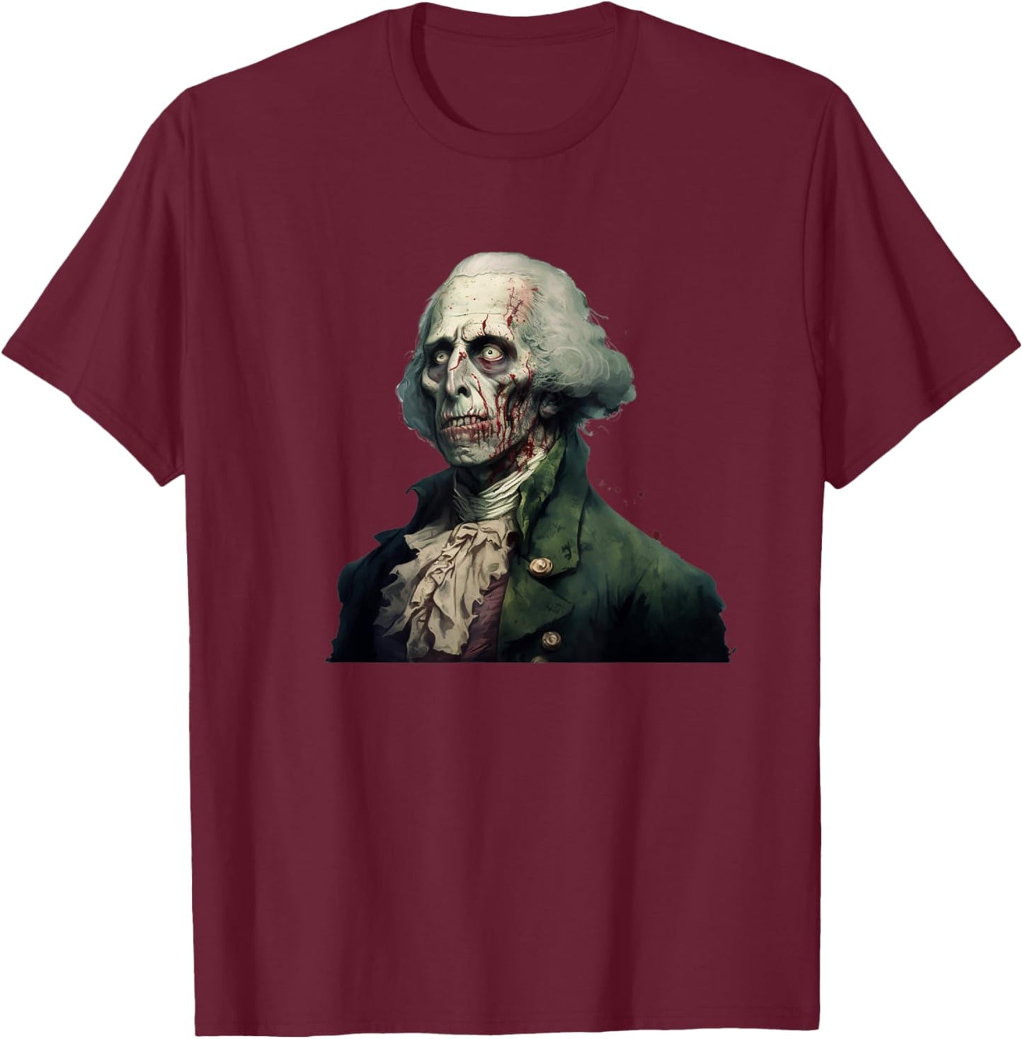 Zombie George Washington Historical Horror T-Shirt - T-Shirt | Maroon