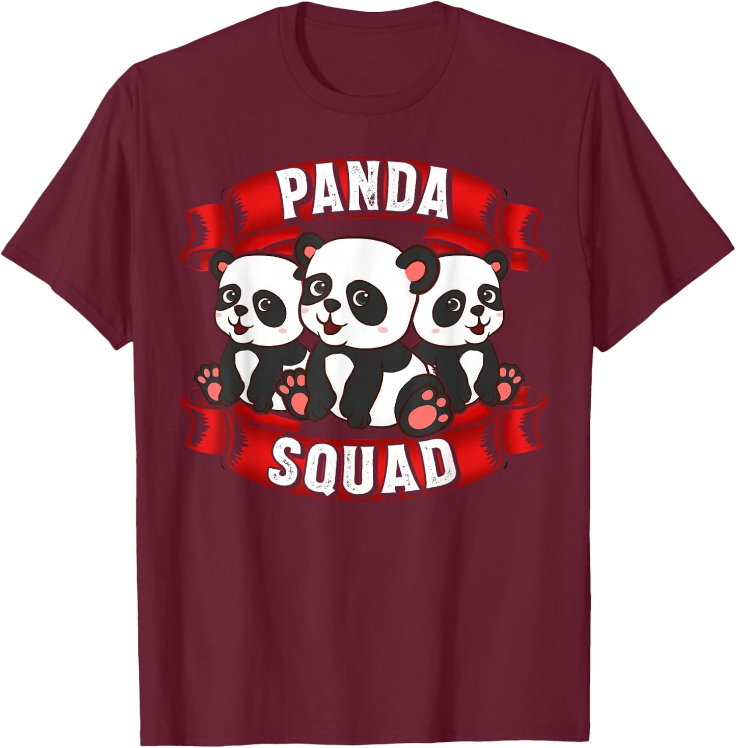 Panda Squad Funny Panda Cute Panda Bear Gifts T-Shirt - T-Shirt | Maroon
