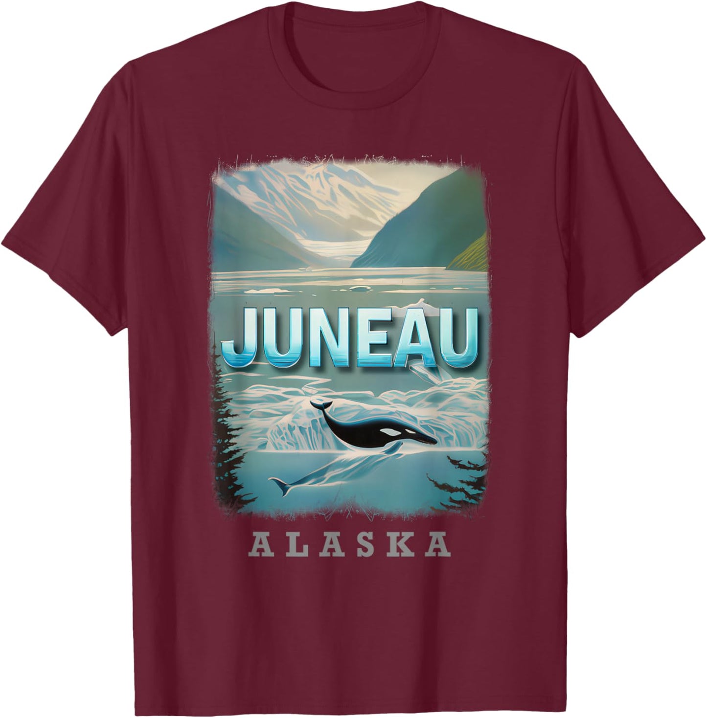 Juneau Alaska AK Glacier Majesty SD102 T-Shirt - T-Shirt | Maroon
