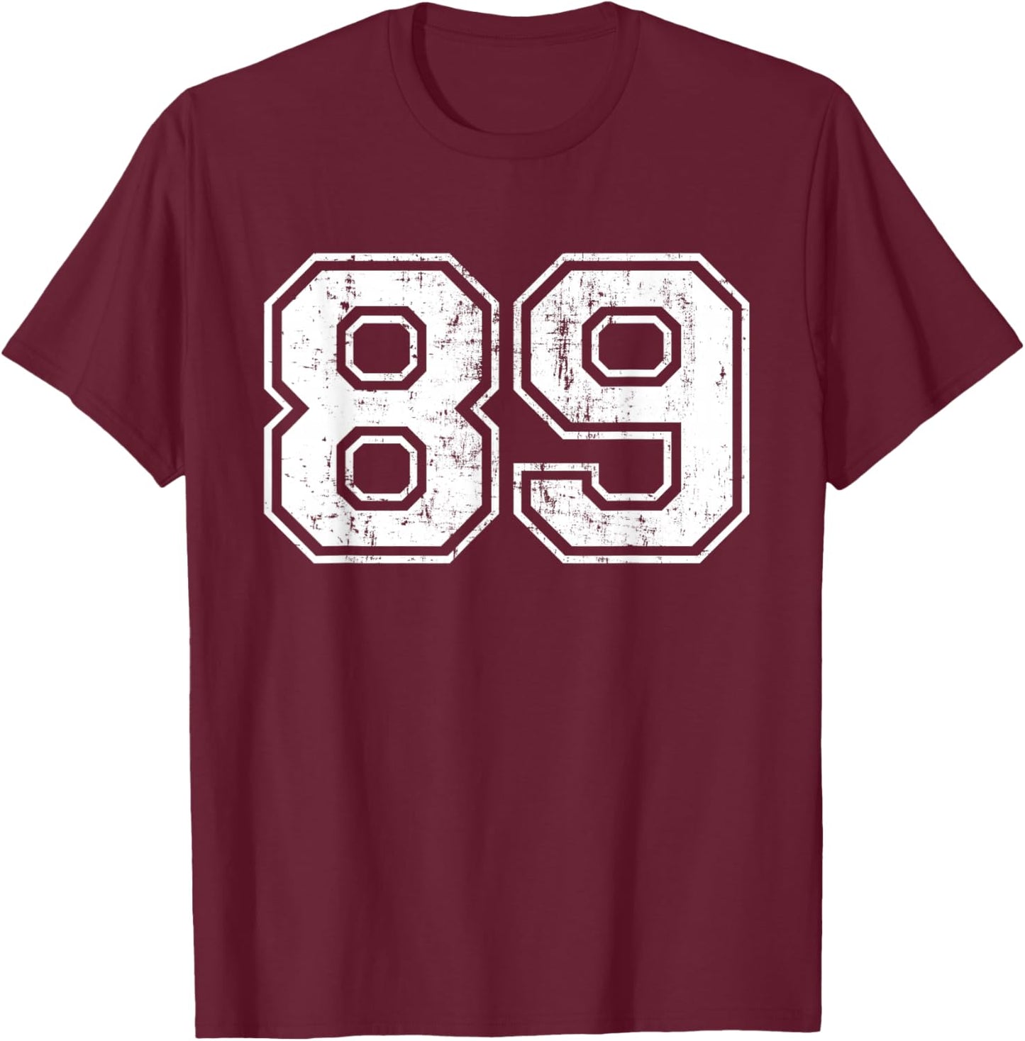 Number 89 Eighty Nine Distressed Vintage Sport Team Practice T-Shirt - T-Shirt | Maroon