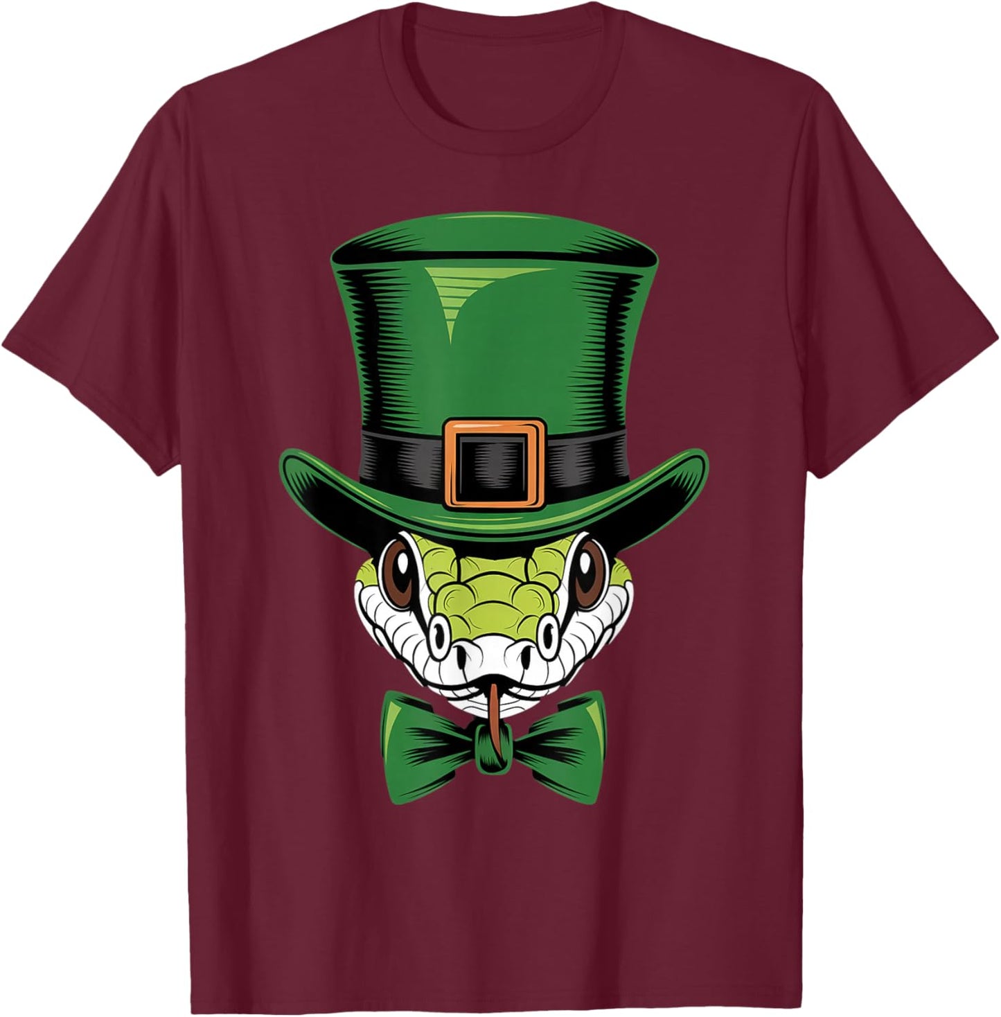 Green Snake shamrock on St Patricks Day Snake T-Shirt - T-Shirt | Maroon