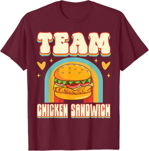 Chicken Sandwich Squad Hungry Food Lover Gift Team Chicken Sandwich Cute Food Addict Team - -Adults, Black, Small T-Shirt - T-Shirt | Maroon