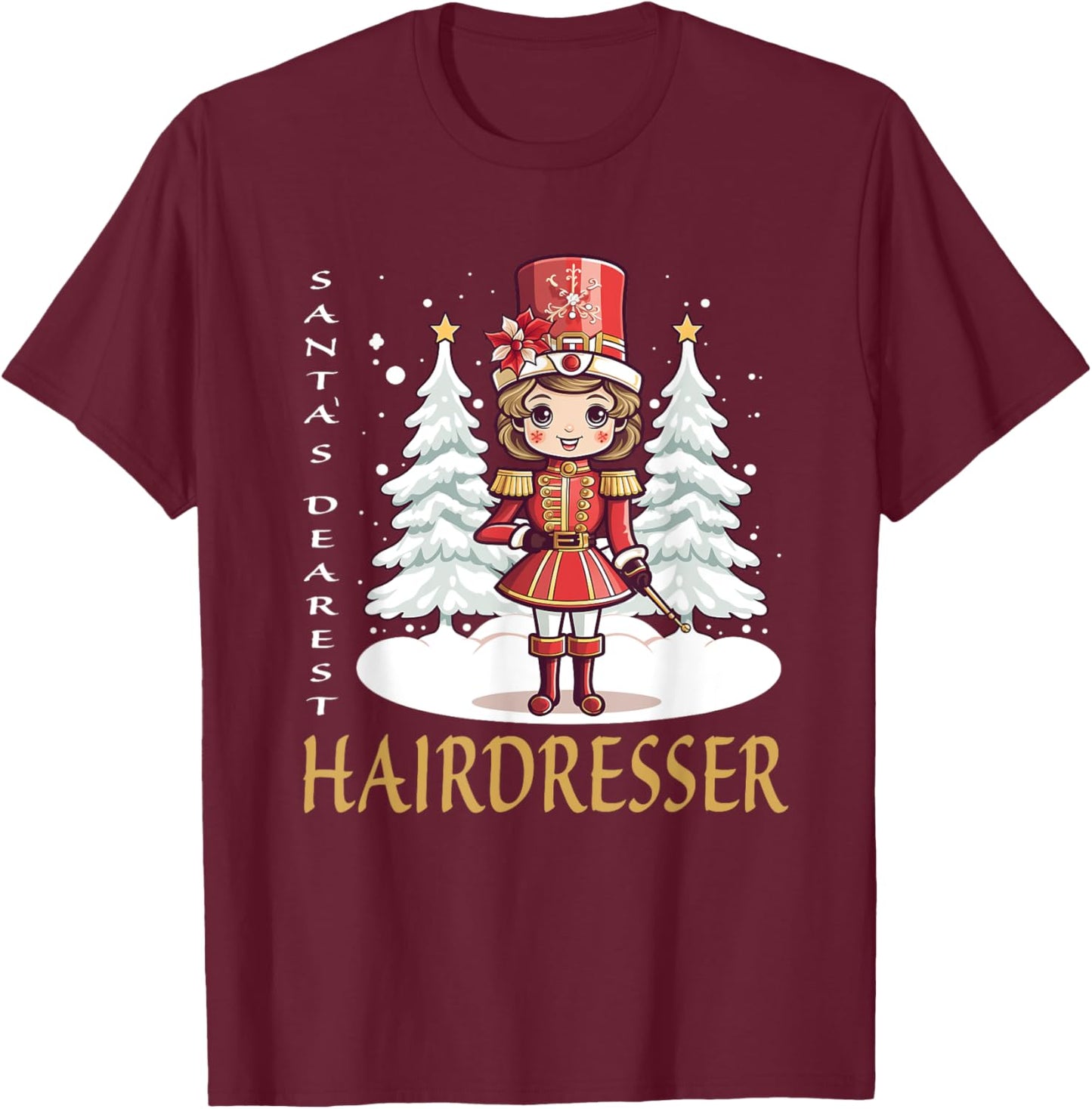 Hairdresser Christmas Classic Female Nutcracker T-Shirt - T-Shirt | Maroon