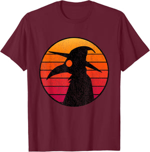 Vintage Plague Doctor Mask Retro Sun Plague Doctor T-Shirt - T-Shirt | Maroon