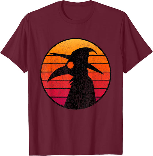 Vintage Plague Doctor Mask Retro Sun Plague Doctor T-Shirt - T-Shirt | Maroon